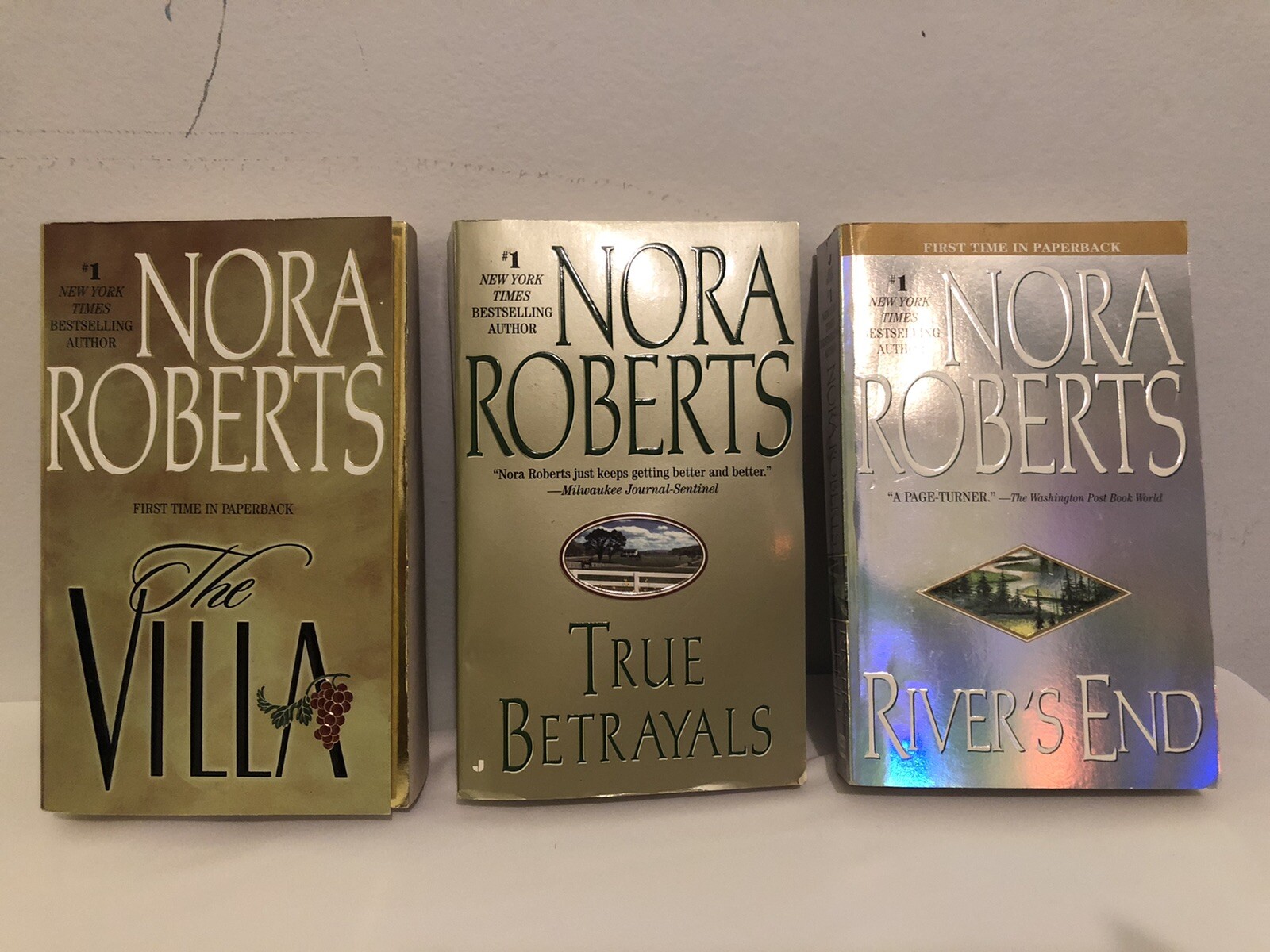 Mix Lot of 3- The Villa, True Betrayal, River’s End by Nora Roberts GOOD