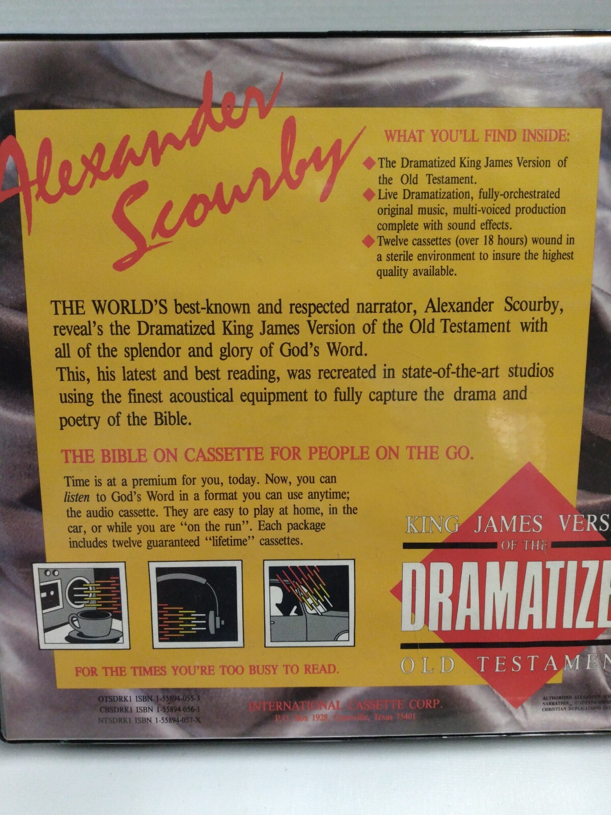 PREOWNED**Alexander Scourby** Dramatized KJV Old & New Testament**48 Cassettes**