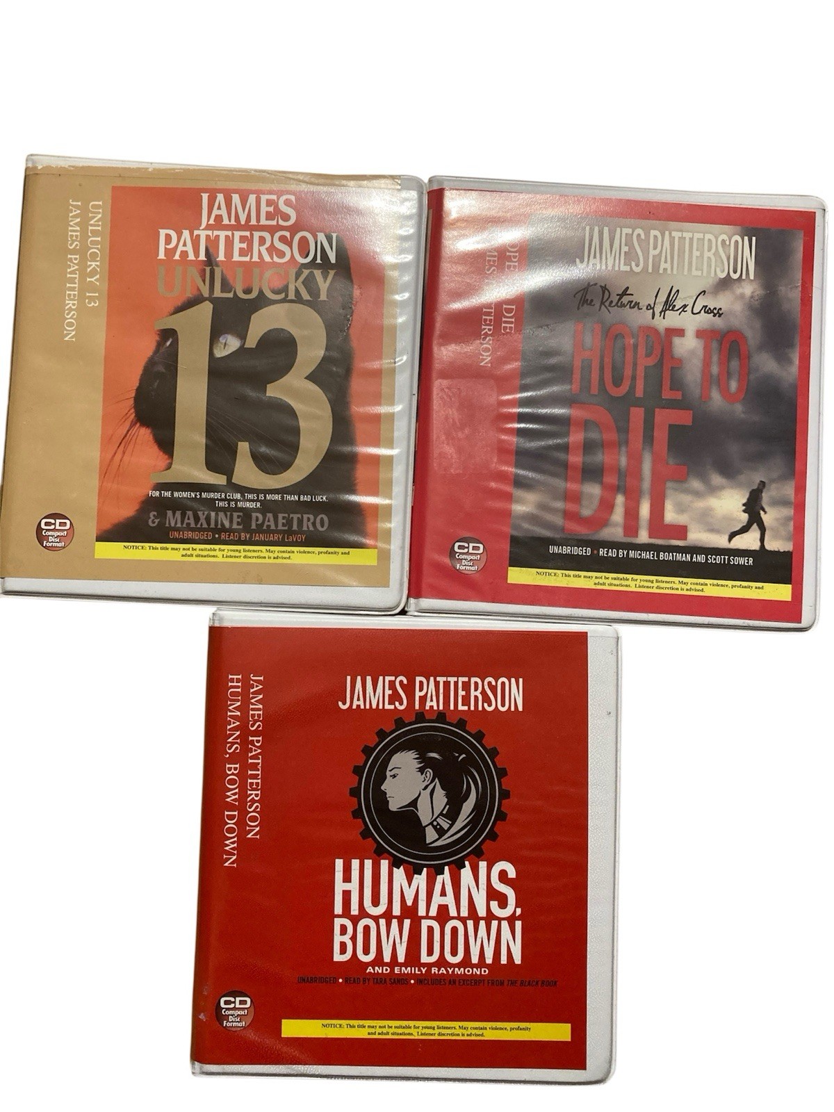James Patterson Audiobook Audio CDs Lot Alex Cross Lucky 13 Humans Bow Down