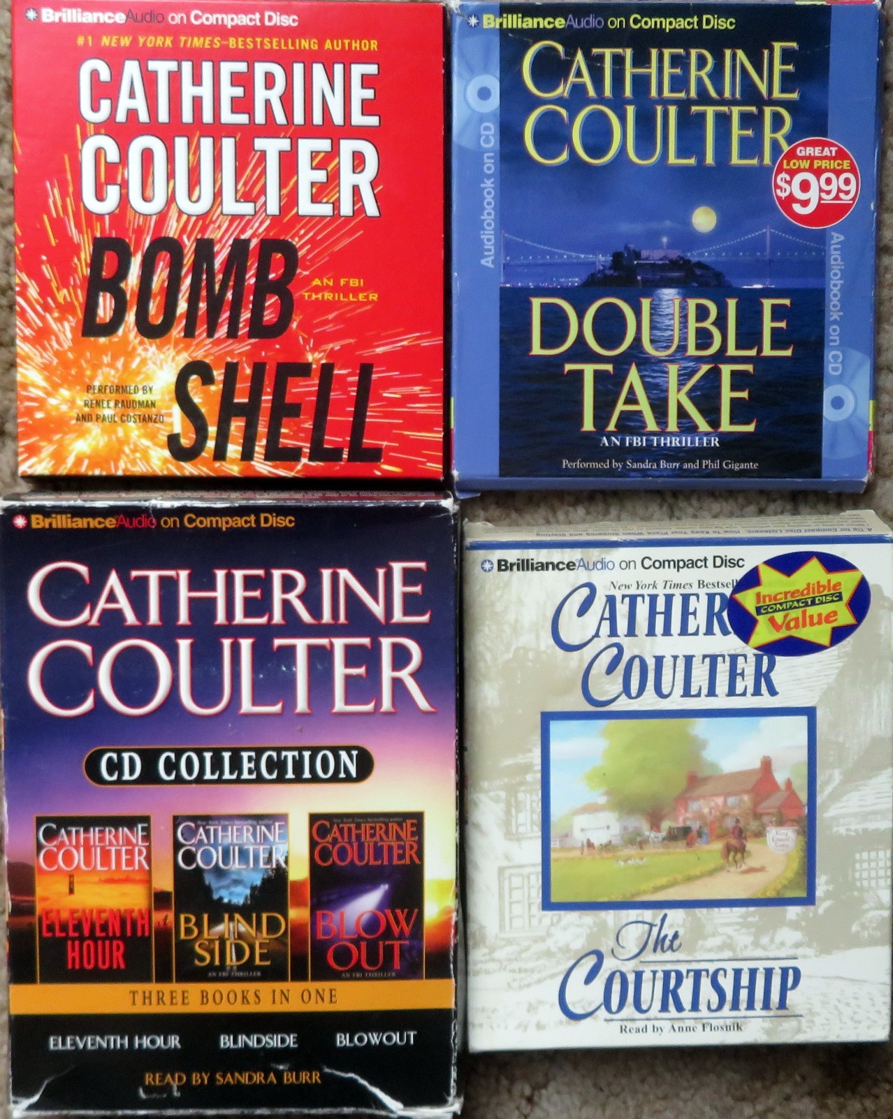 CATHERINE COULTER — Four (4) Audiobook CD — Bomb Shell, Courtship, Double Take +
