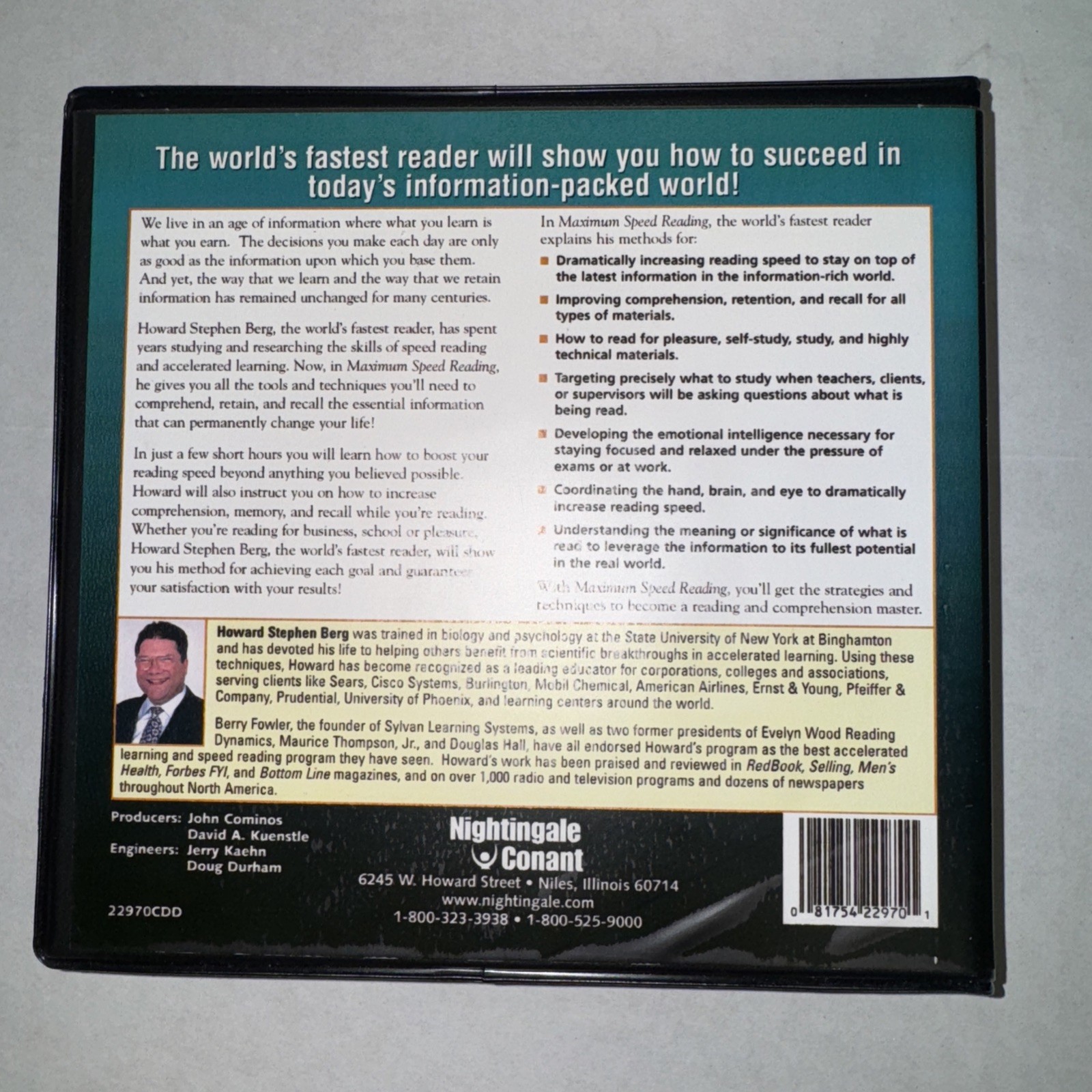 Howard Stephen Berg’s MAXIMUM SPEED READING (Audio CD, 6-Disc Set, Nightingale)