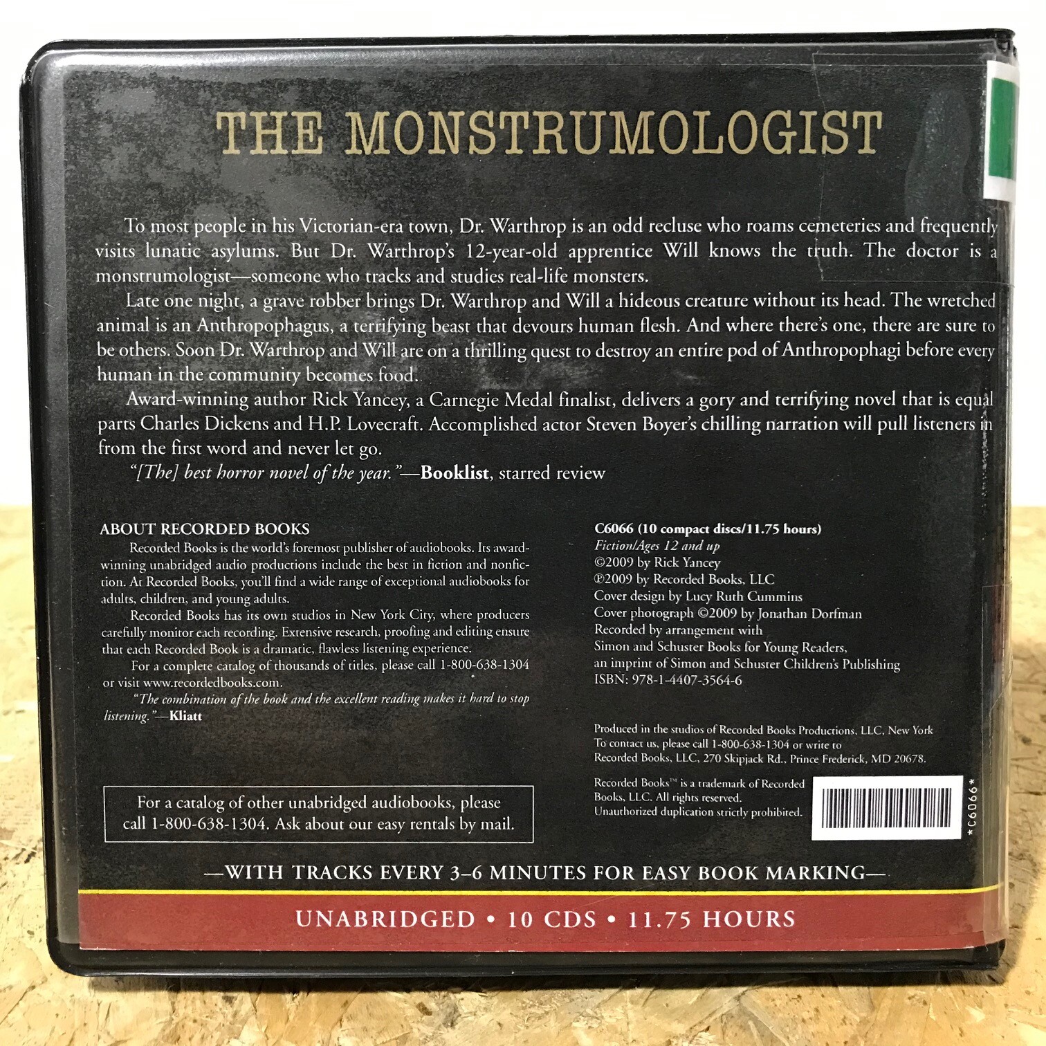 The Monstrumologist by Rick Yancey Ex Library 10 CD Unabridged Audiobook