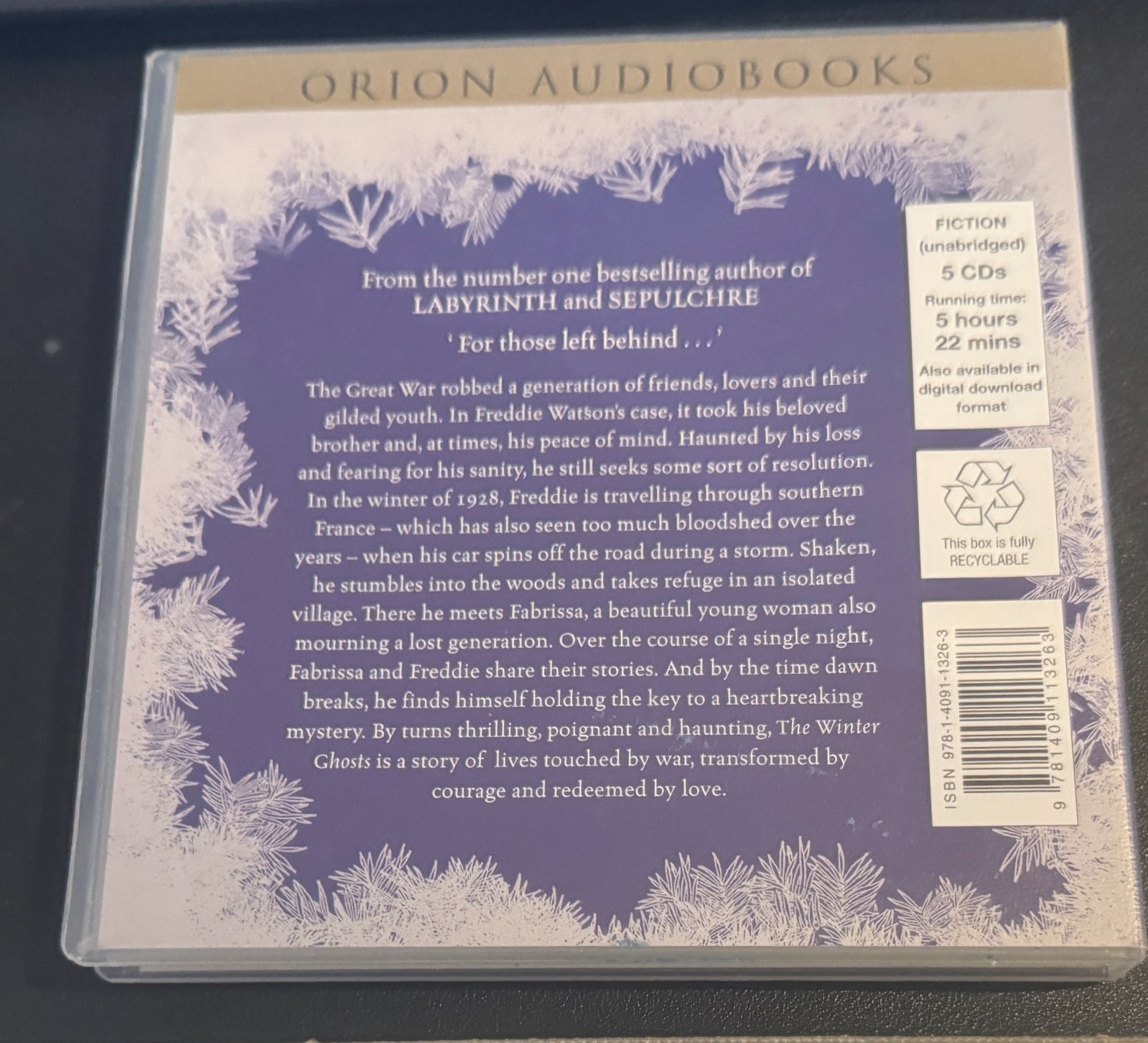 AUDIO BOOK Kate Mosse THE WINTER GHOSTS on 5 x CDs read by Julian Rhind Tutt