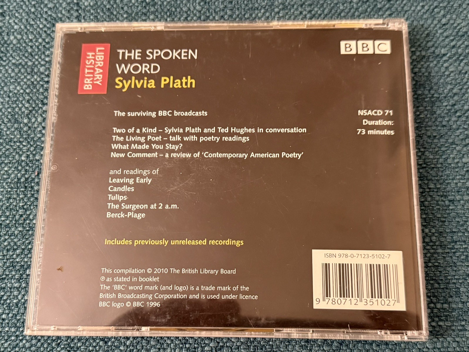Sylvia Plath The Spoken Word Audiobook British Library Audio CD BBC Broadcasts