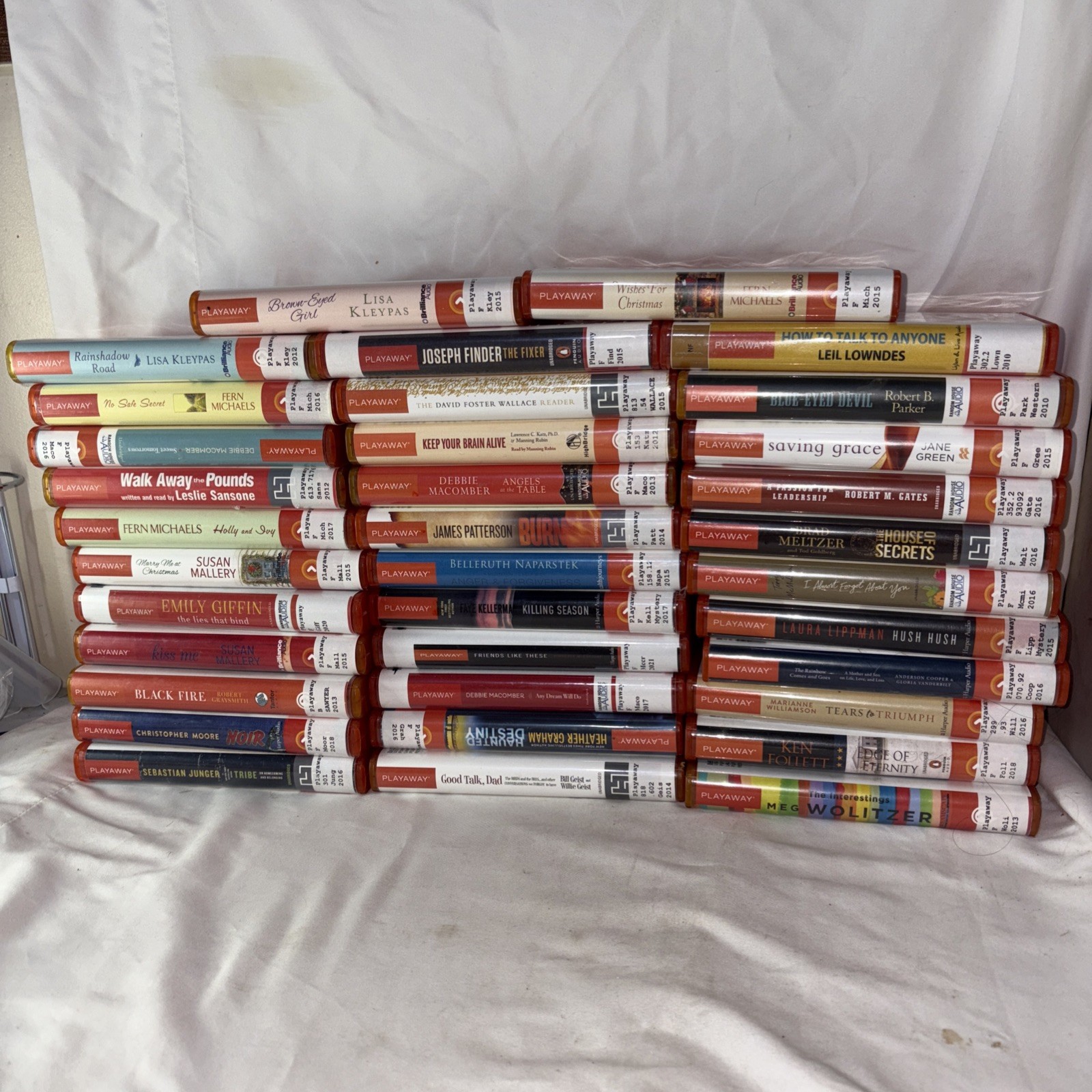 Lot of 34 Assorted Playaway Audio Books EX-Library Mp3 Style Audio books
