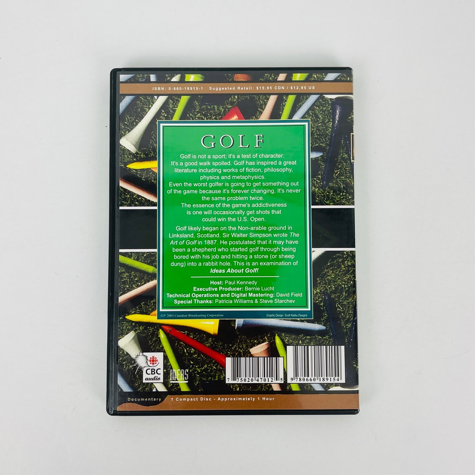 Golf Audio CD 2003 Documentary CBC Audio by Paul Kennedy