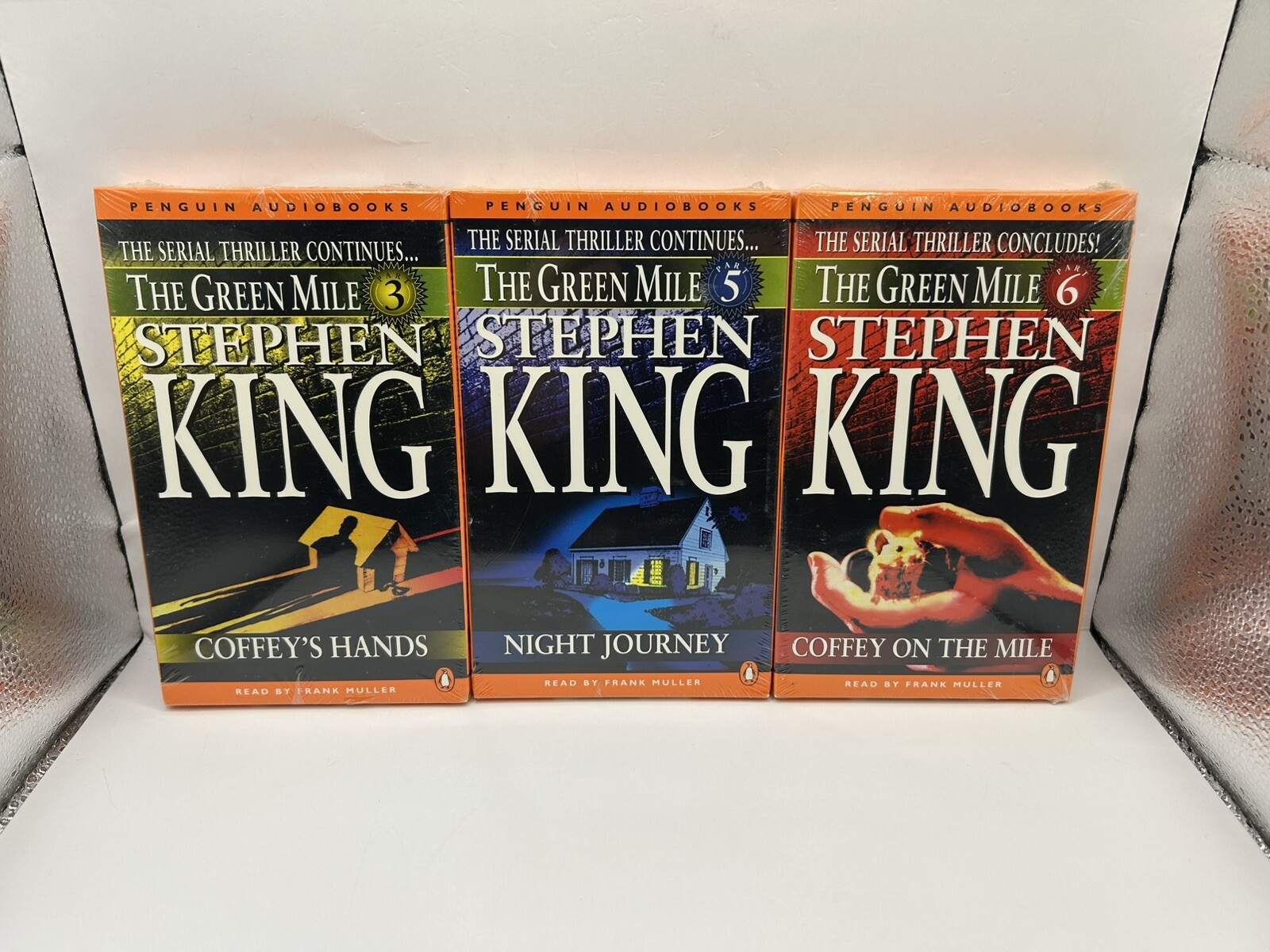3- Stephen King Audio Books On Tape, Vintage, The Green Mile Part 3,5,6, Sealed