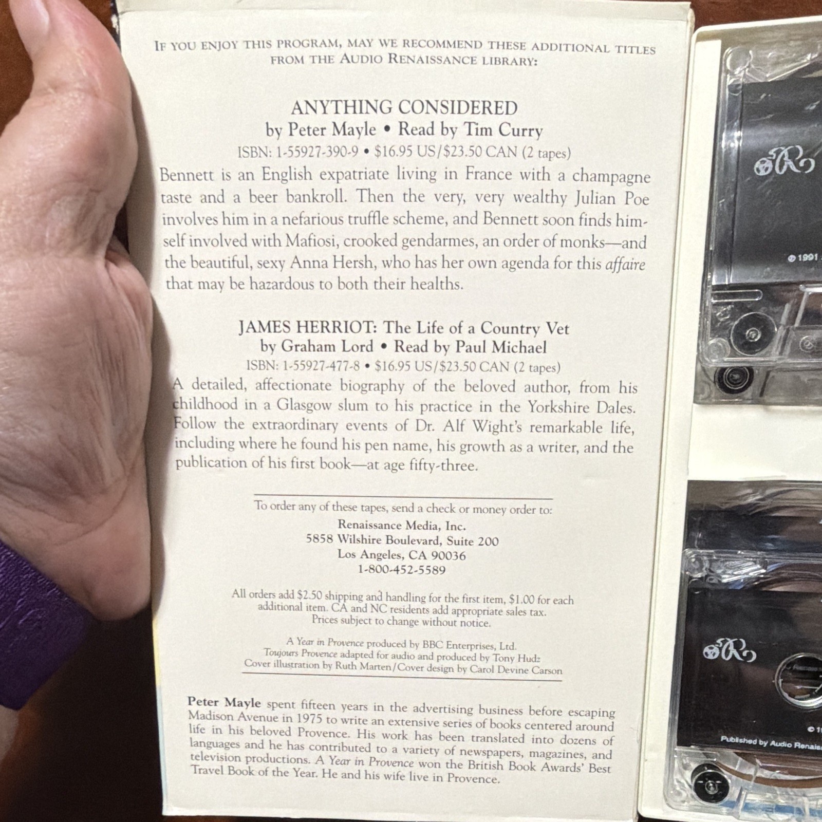 Audio Renaissance Peter Mayle Provence Abridged 4 Cassette, Mayle/Macnee 1991