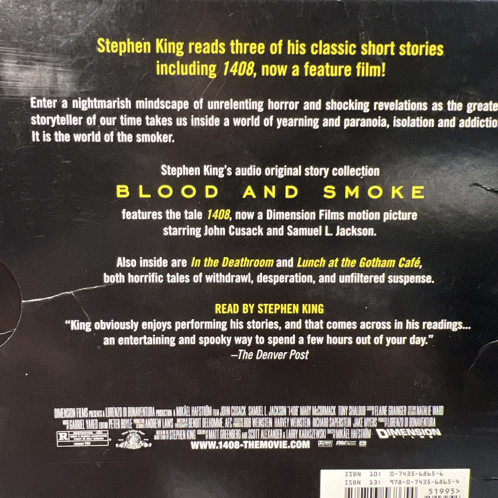Blood and Smoke by Stephen King 3 CD Read By Stephen King 1408 Simon & Schuster