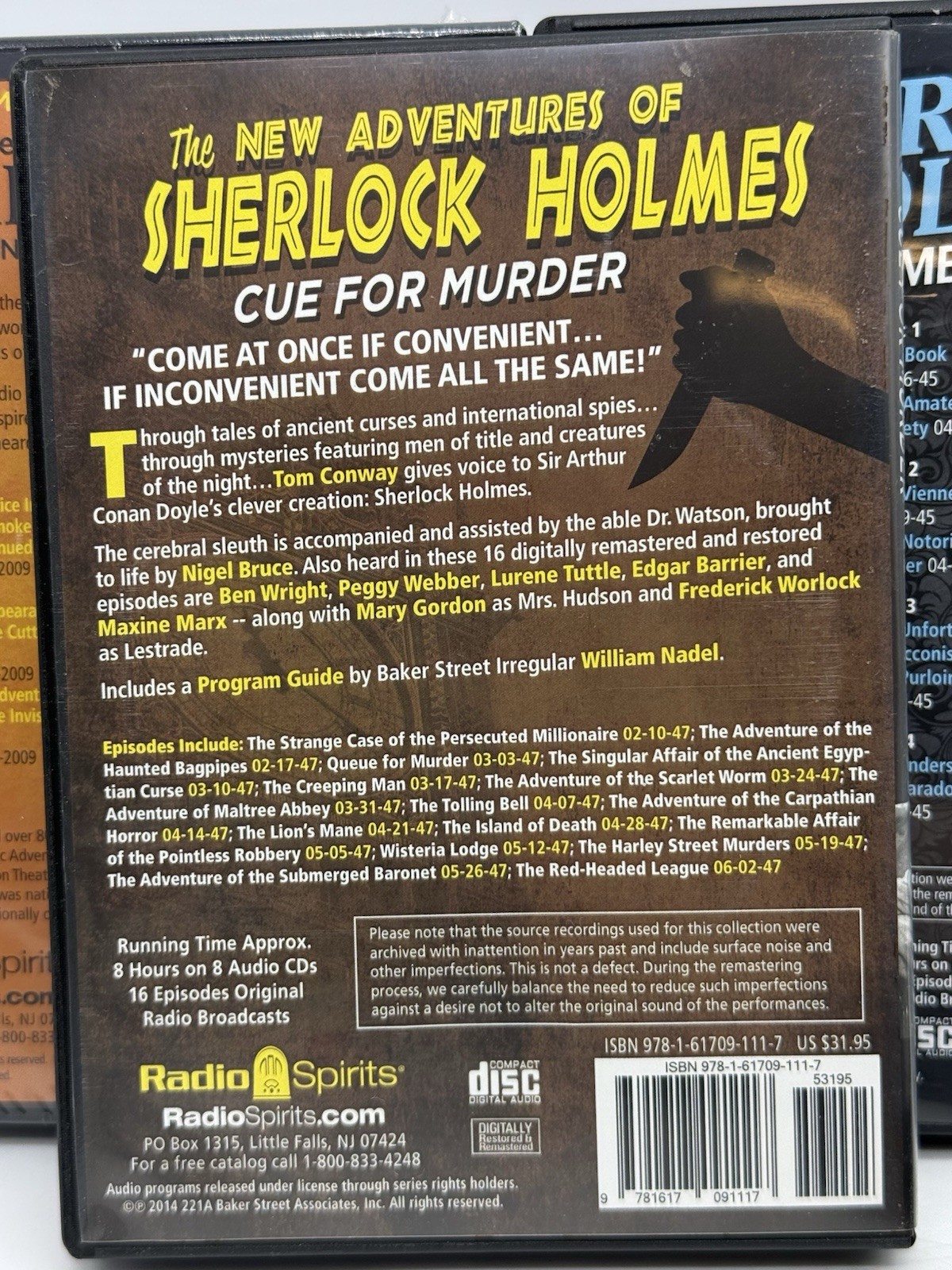 Sherlock Holmes Mysteries Original Radio Spirits Broadcasts Audio CD SETS x5