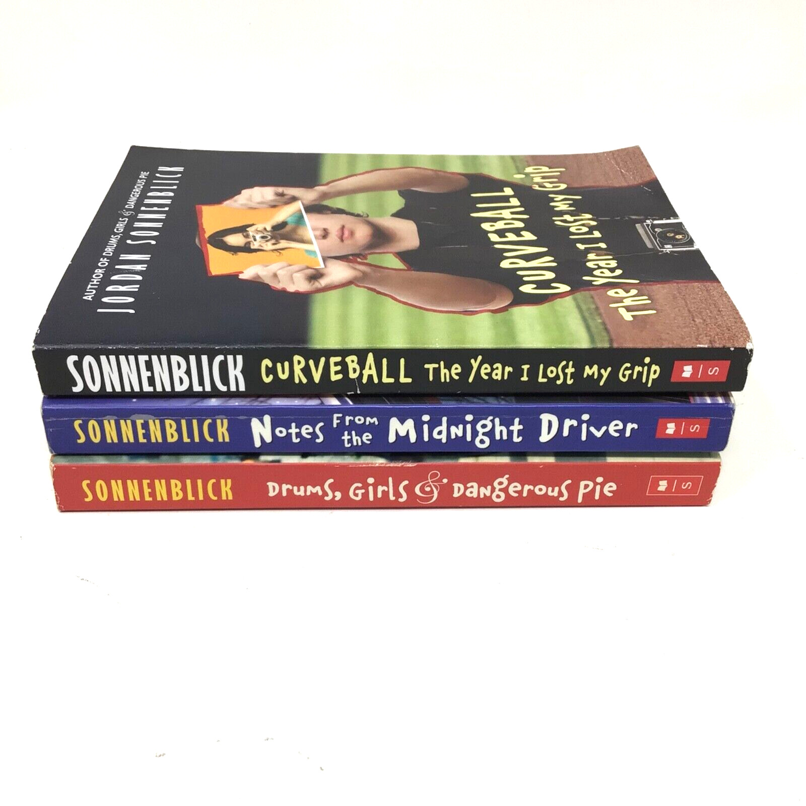 Jordan Sonnenblick Book Lot of 3 Curveball Notes From Midnight Driver Drum Girls