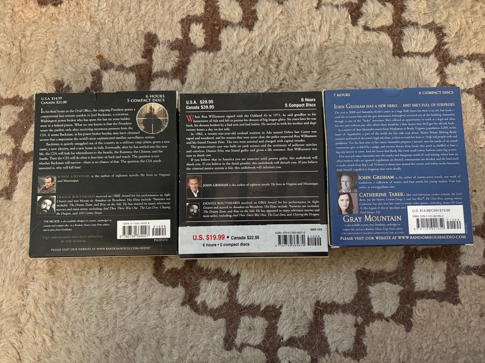 Lot of 3 John Grisham Audiobooks on CD: The Broker, The Innocent Man, Gray Mount