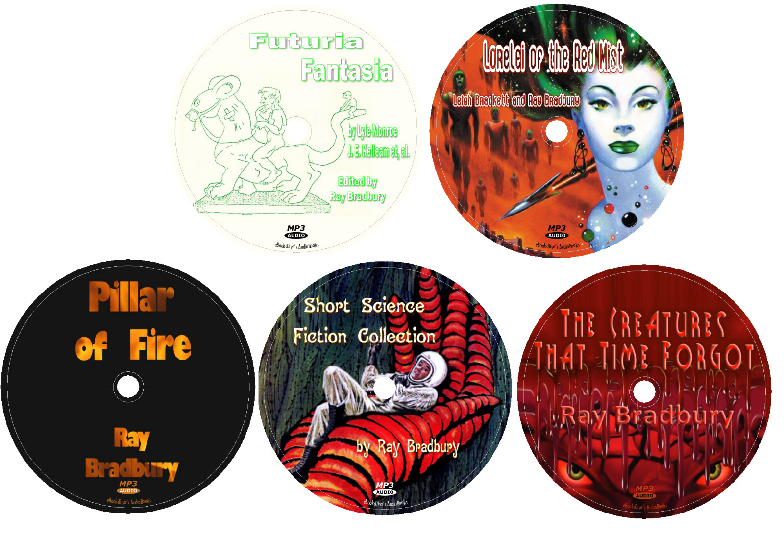 Collected Works of Ray Bradbury 5 Science Fiction Audiobooks in 5 MP3 Audio CDs