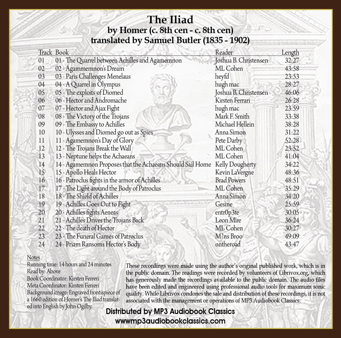 The Iliad of Homer — Unabridged MP3 CD Audiobook in paper sleeve