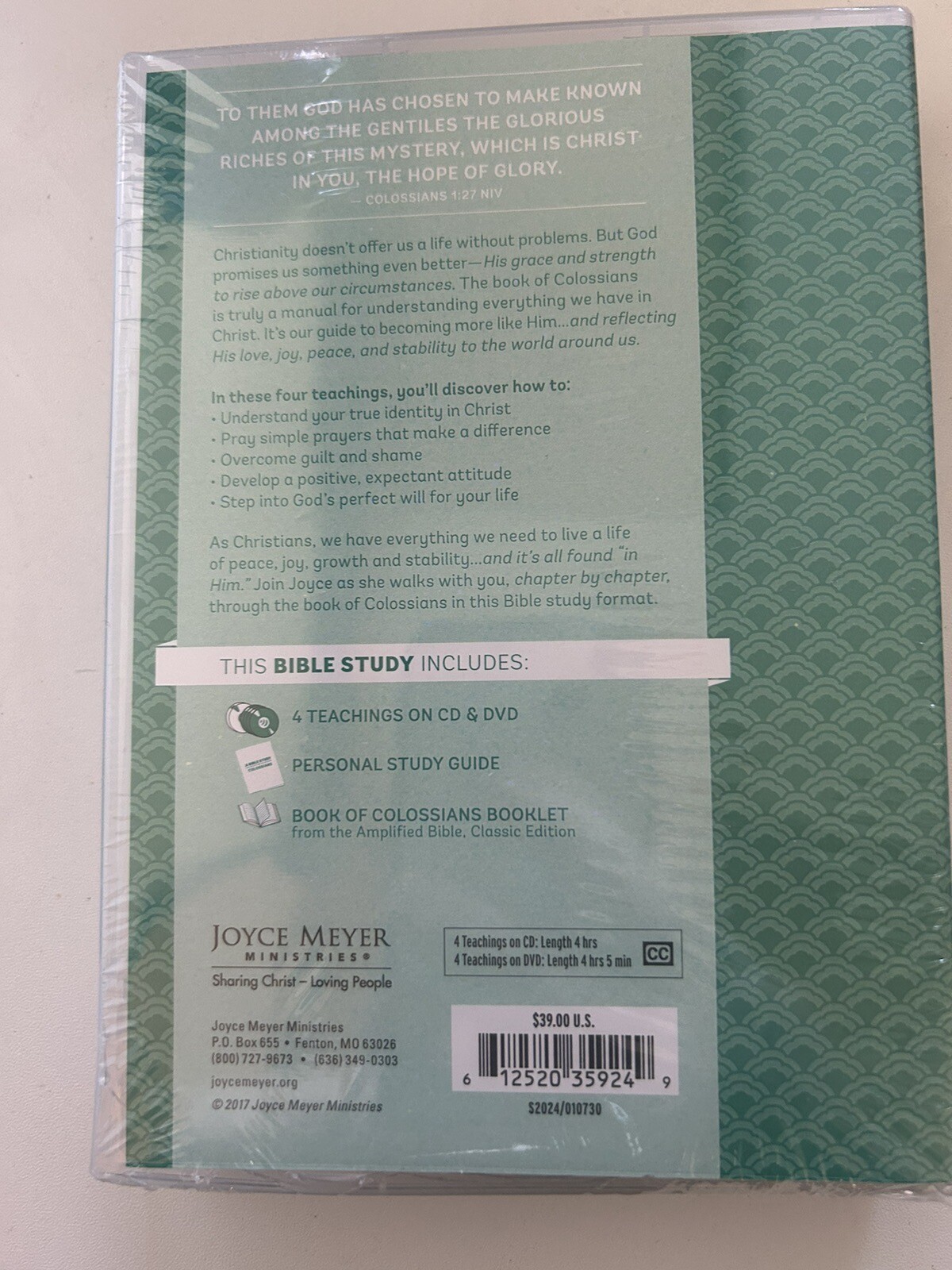 NEW SEALED Joyce Meyer’ A Bible Study of Colossians’ 4 Teachings CD DVD