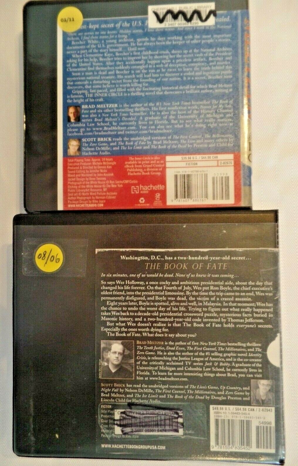 2 Audio Books CD Brad Meltzer Inner Circle Book of Fate preowned