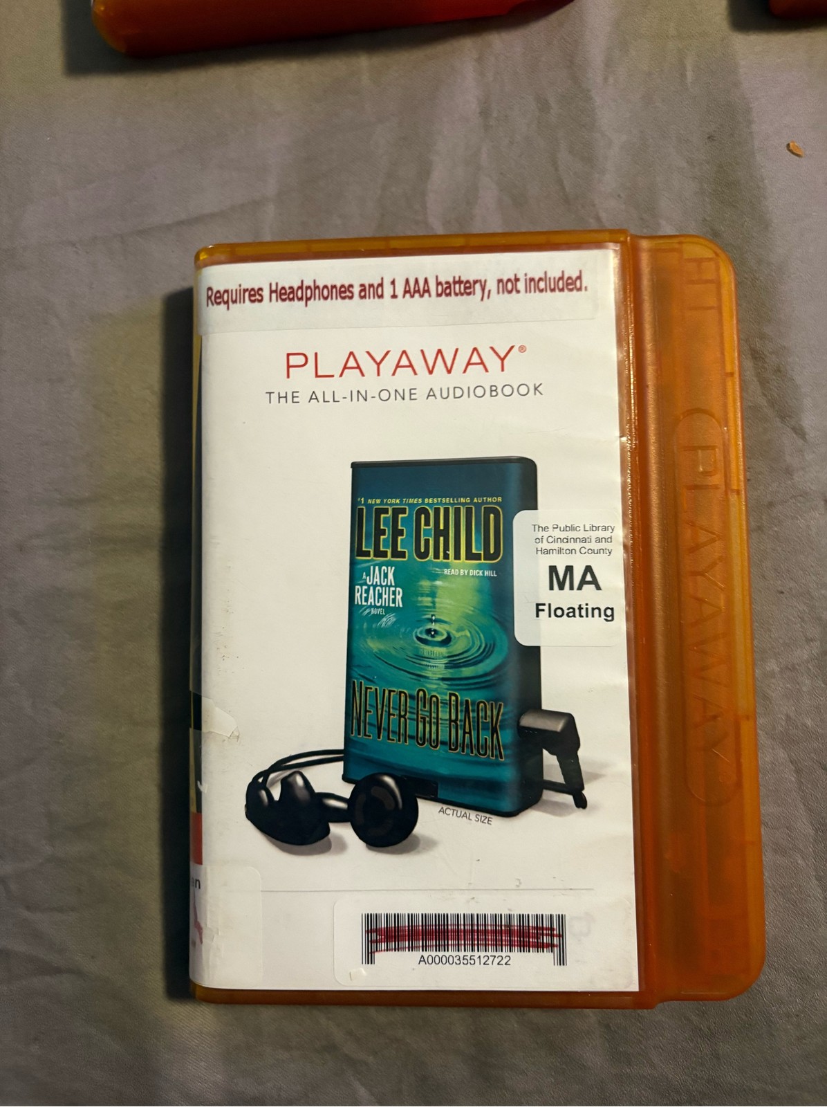 Never Go Back Jack Reacher Lee Child Playaway All-in-One Audiobook
