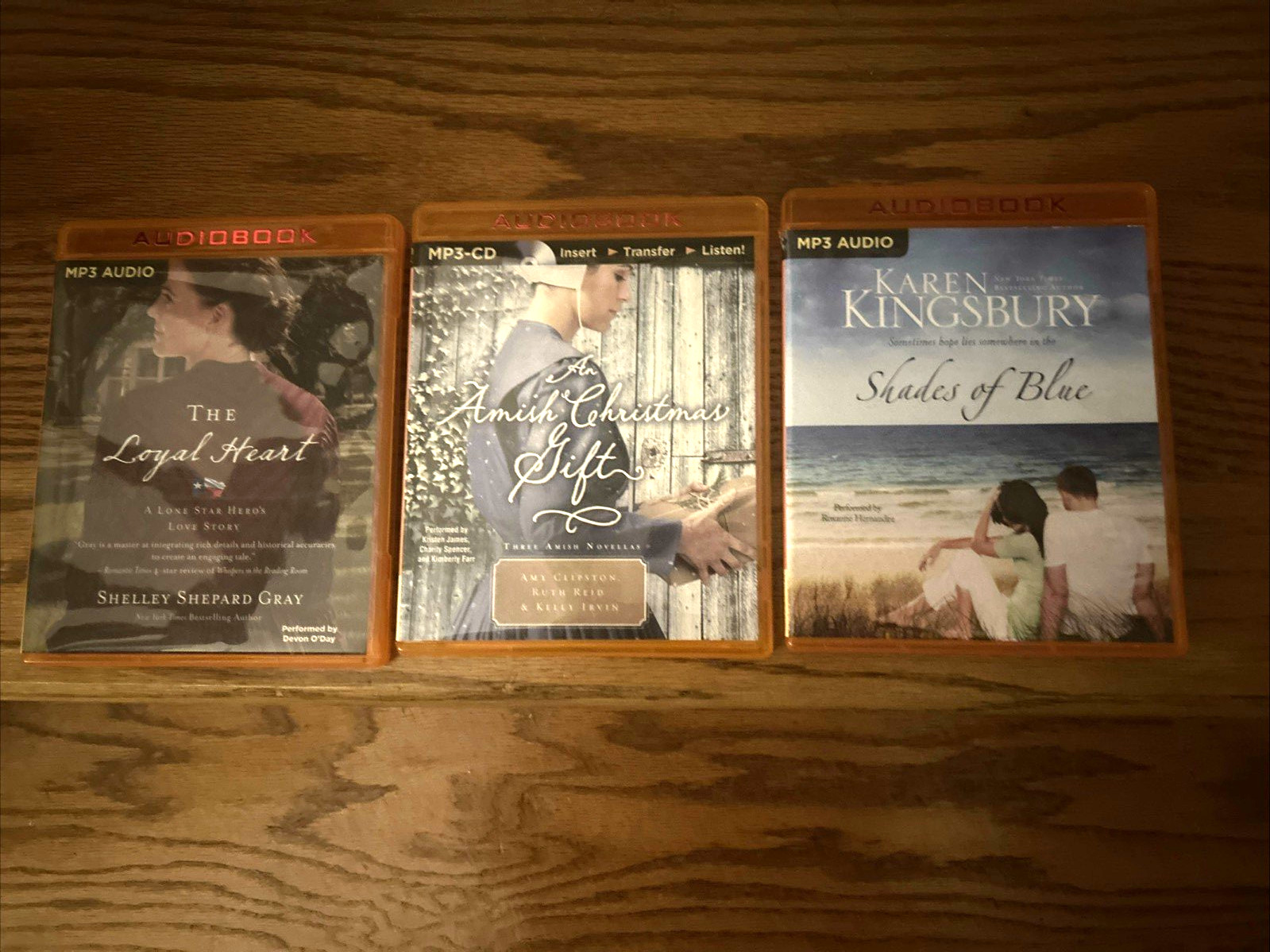 AUDIOBOOK lot of 3 ~ Mp3-CD ~ Shades of Blue + Amish Christmas Gift +Loyal Heart