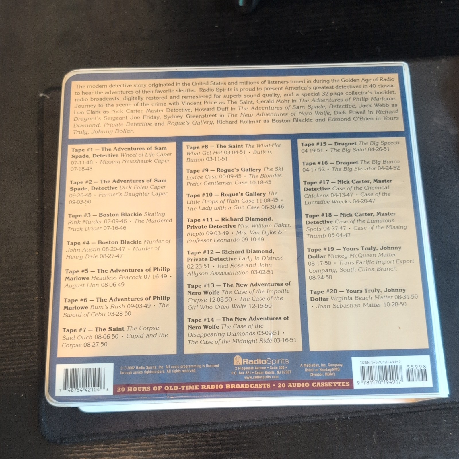 Old Time Radio’s Greatest Detectives Cassette Collection, 20 Tapes