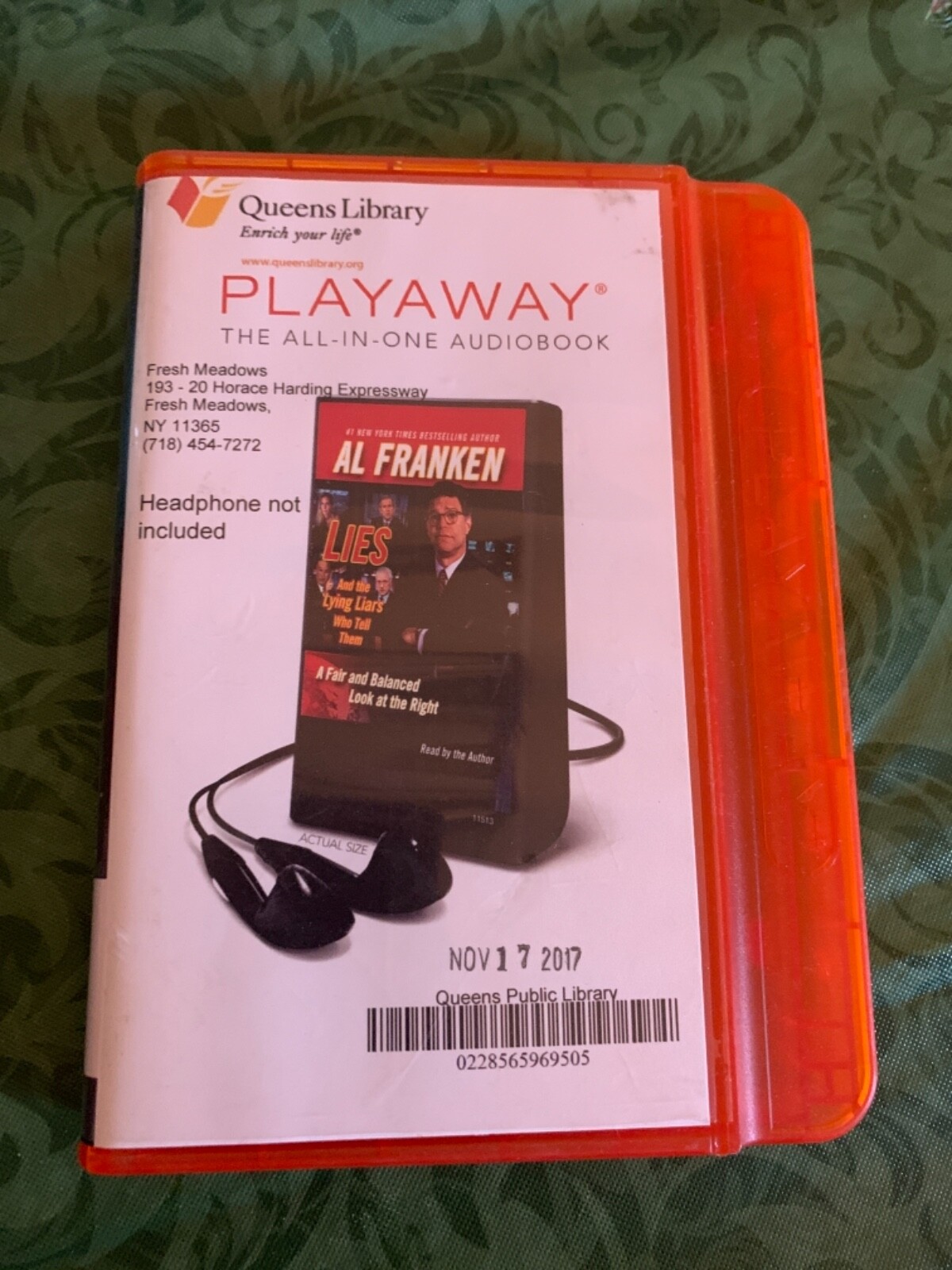 Lies and the lying liars Al Franken unabridged PLAYAWAY BOOK shelf198