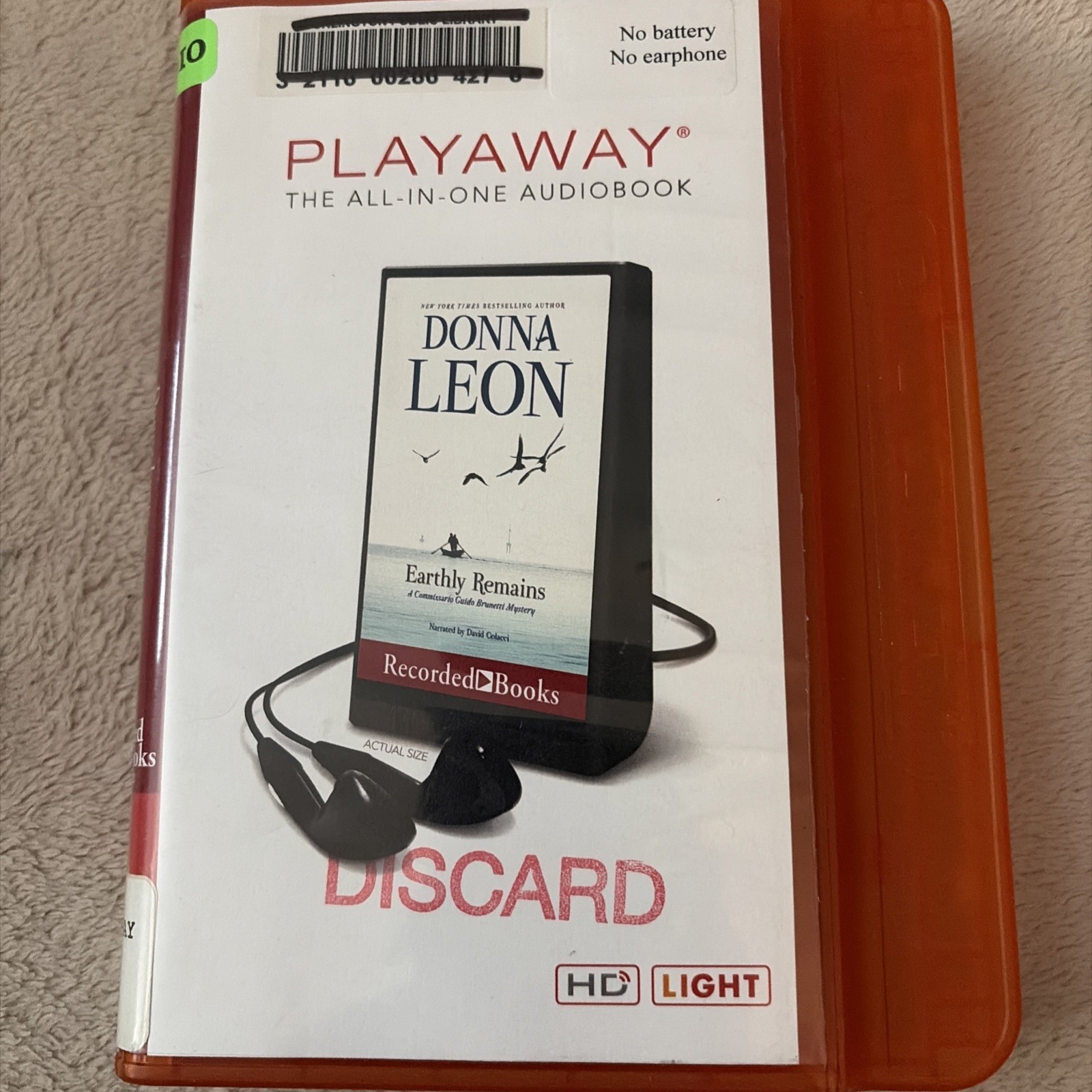 Playaway Audiobook Ex Library — Earthly Remains By Donna Leon