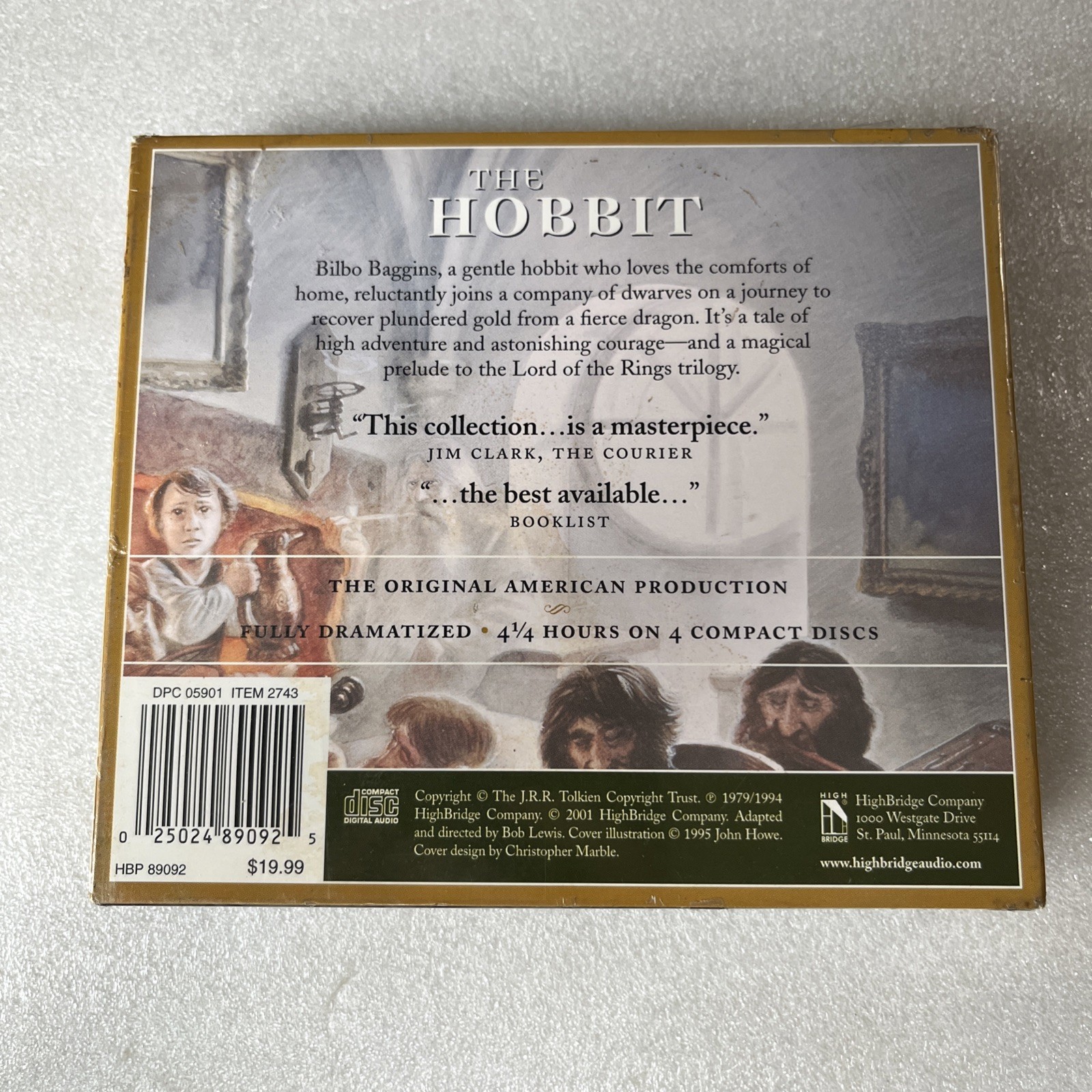 The Hobbit by J.R.R. Tolkien (CD, 4-disc, Highbridge, Original US) NEW SEALED