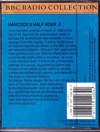 HANCOCK’S HALF #2 HOUR Double Audio Cassette BBC Radio Tony Hancock
