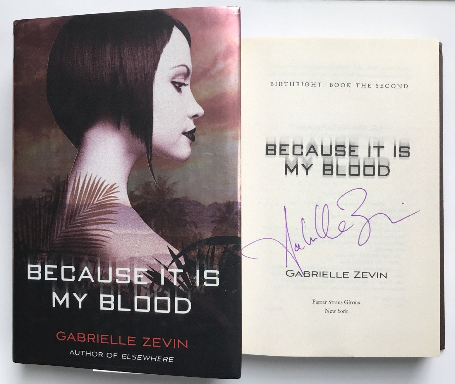 RARE Signed 1st Ed Because It Is My Blood by Gabrielle Zevin 2012 HC DJ