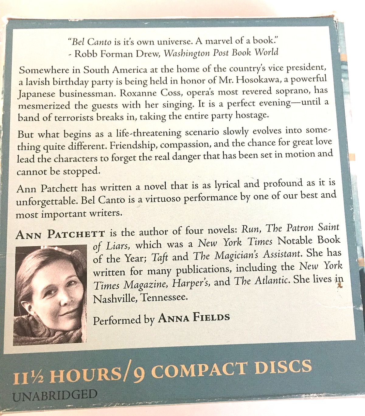 Bell Canto: Ann Patchett 9 Audio CD’s