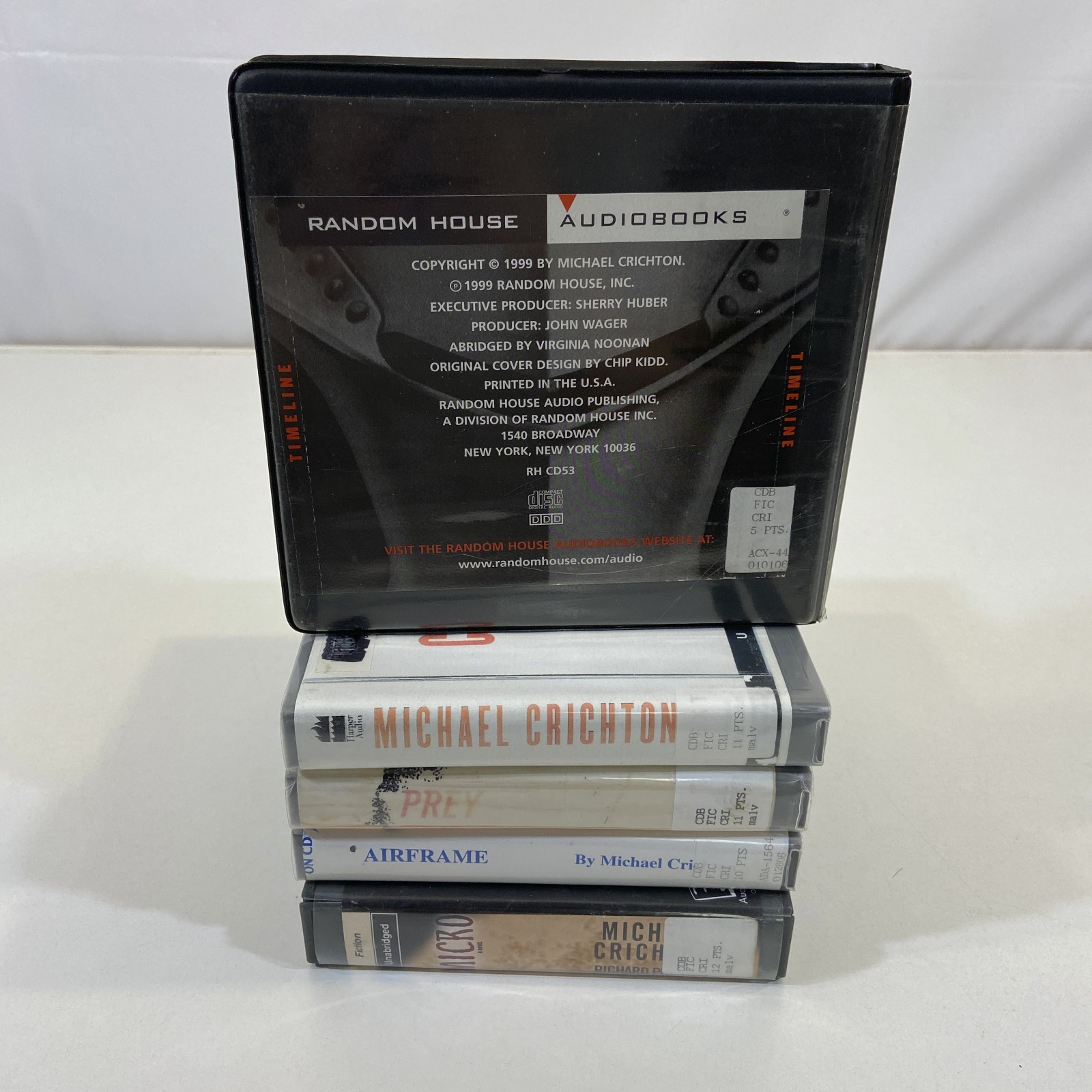 Michael Crichton Ex-Library 5 Various Suspense Thriller Mystery Audio Books Lot
