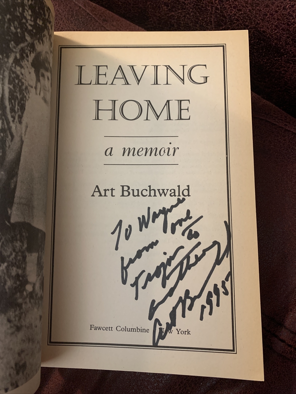 LEAVING HOME Art Buchwald Author Signed Autographed
