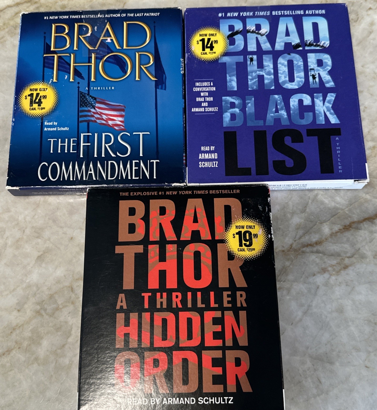 Brad Thor audiobook LOT OF 3 First Commandment, Black List, Hidden Order 20 CD’s