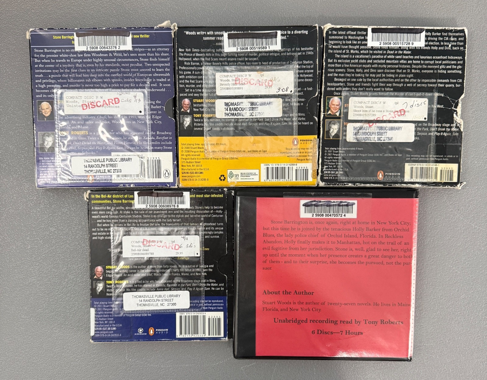 5 Assorted Stuart Woods Audiobooks CDs Unintended Dead Shoot Abandon Barrington