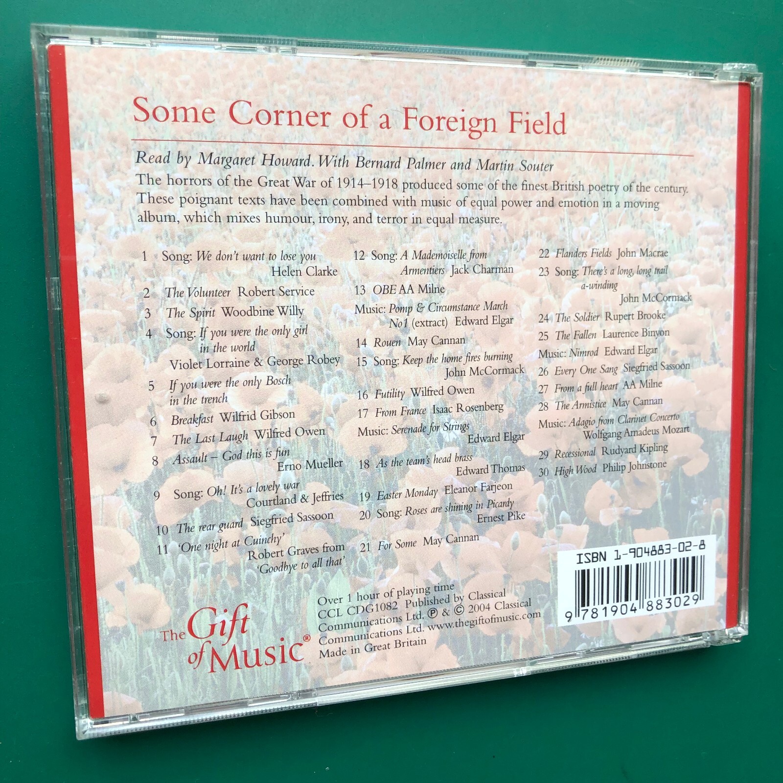 SOME CORNER OF A FOREIGN FIELD Poetry, Music Of The Great War CD Margaret Howard