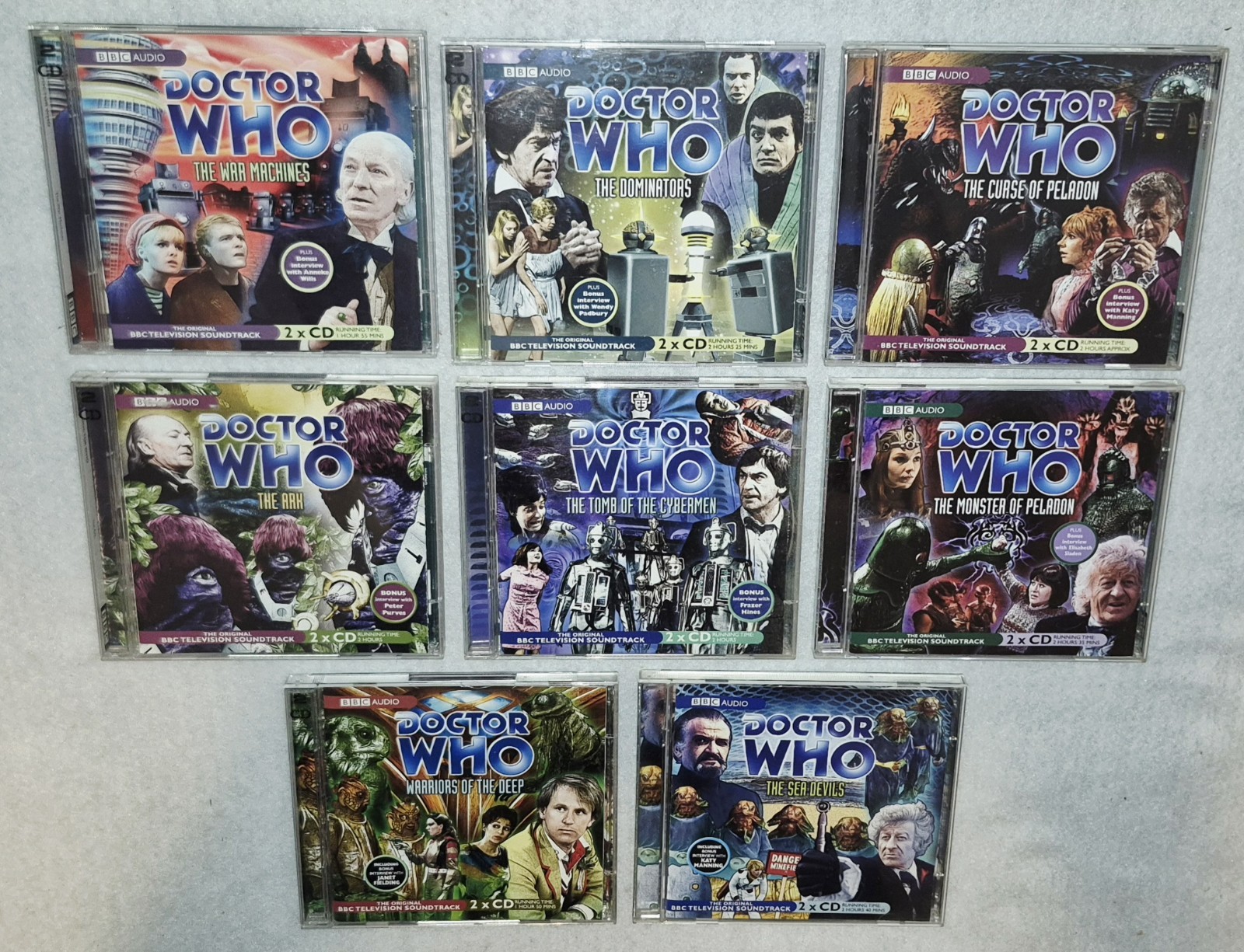 DOCTOR WHO LOT OF 8 Audio Books CD, Dominators, Sea Devils, The Ark, Peladon