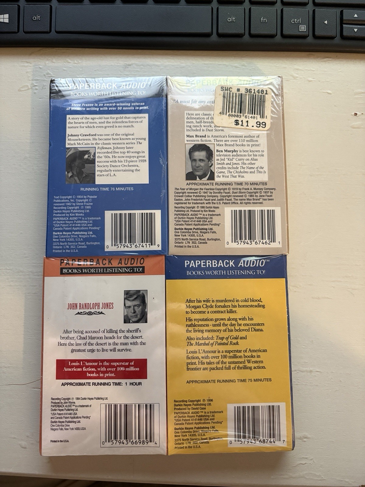 Vintage Western Paperback Audio Cassette Lot 4 Sealed Louis L’Amour Max Brand