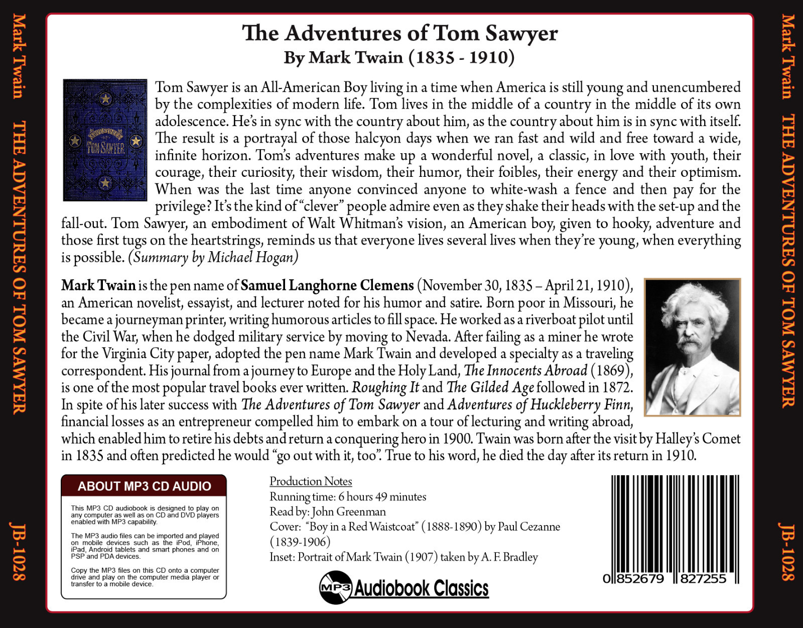 The Adventures of Tom Sawyer — Unabridged MP3 CD Audiobook in paper sleeve