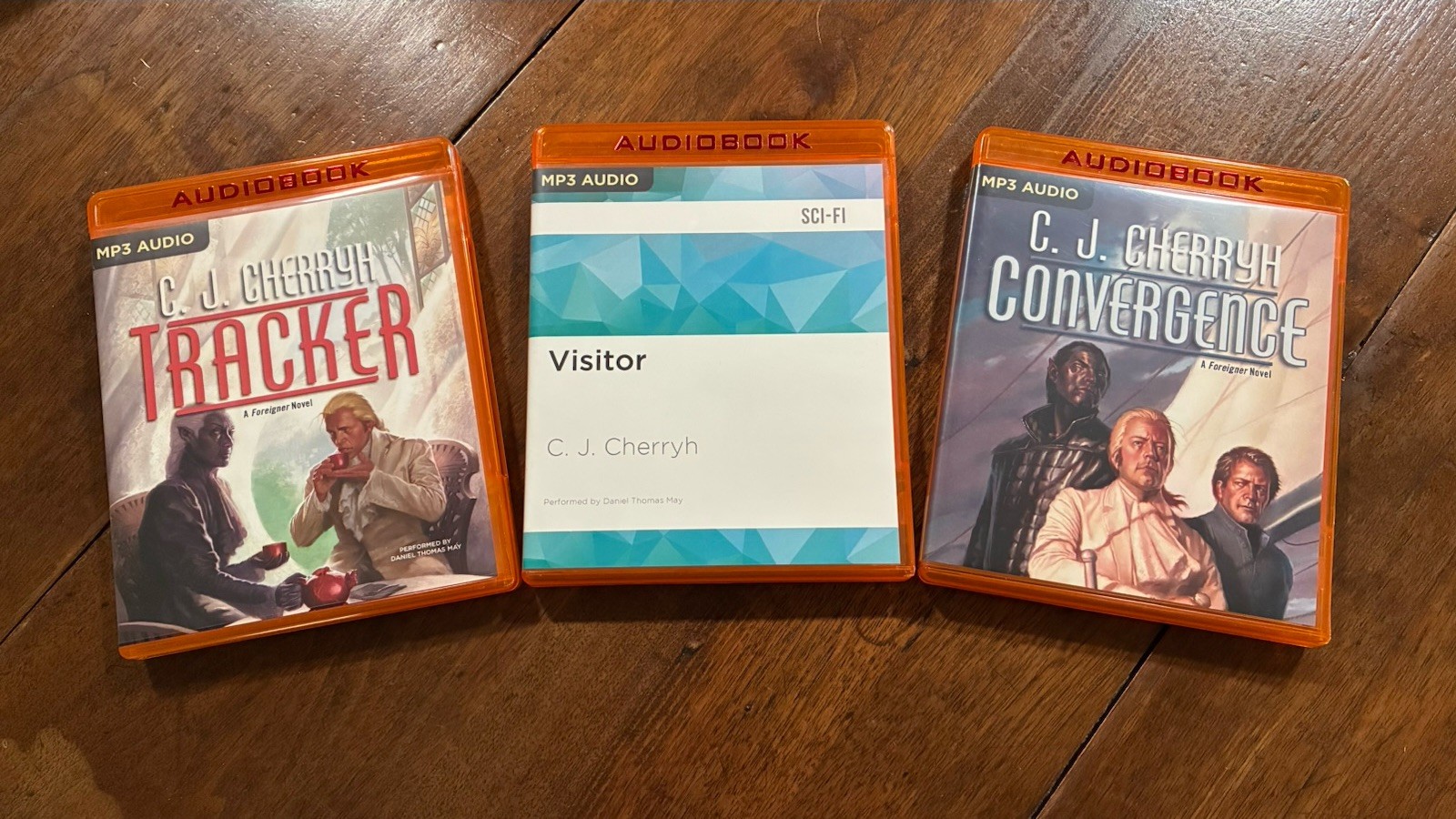C J Cherryh Foreigner, Trilogy Arc 6, Tracker, Visitor, Convergence-MP3Audio CDs