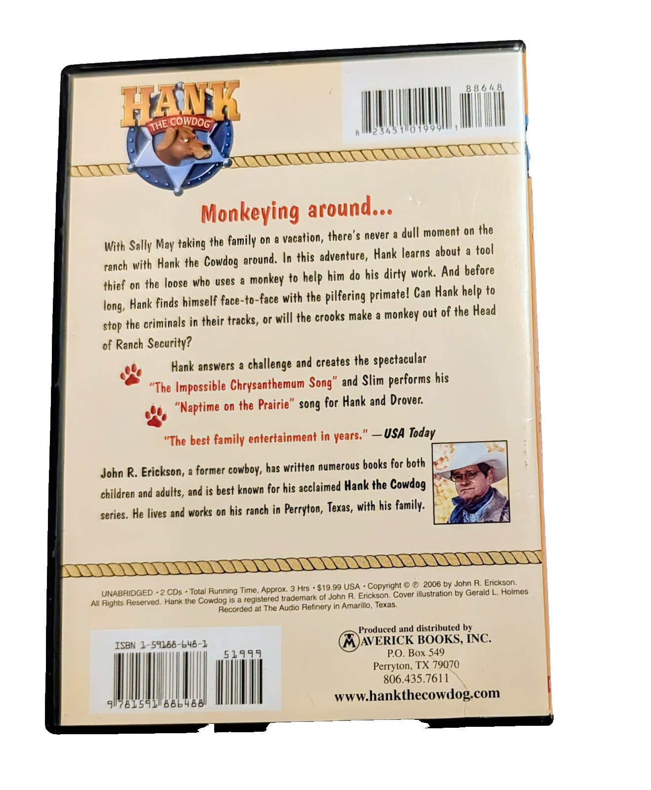 Hank the Cowdog #48 Audio Book 2 CDs +2 Songs Read by Author John Erickson A+ CD