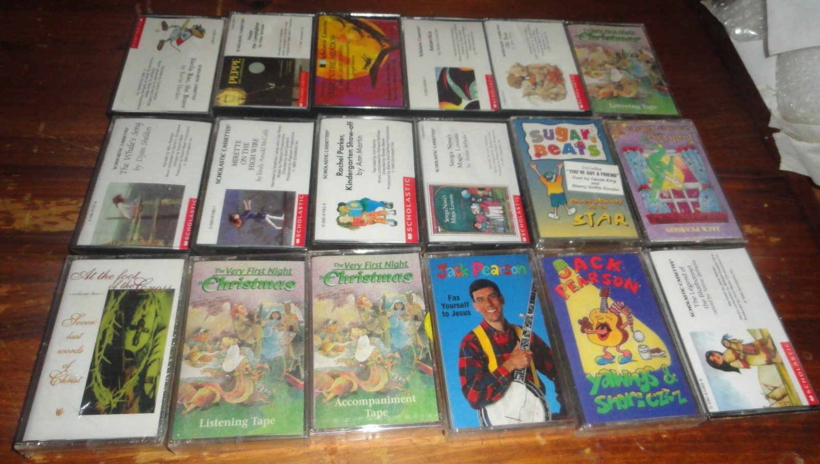 18 SCHOLASTIC AUDIO CASSETTE STORY LOT MOST SEALED JACK PEARSON KID CHILDREN