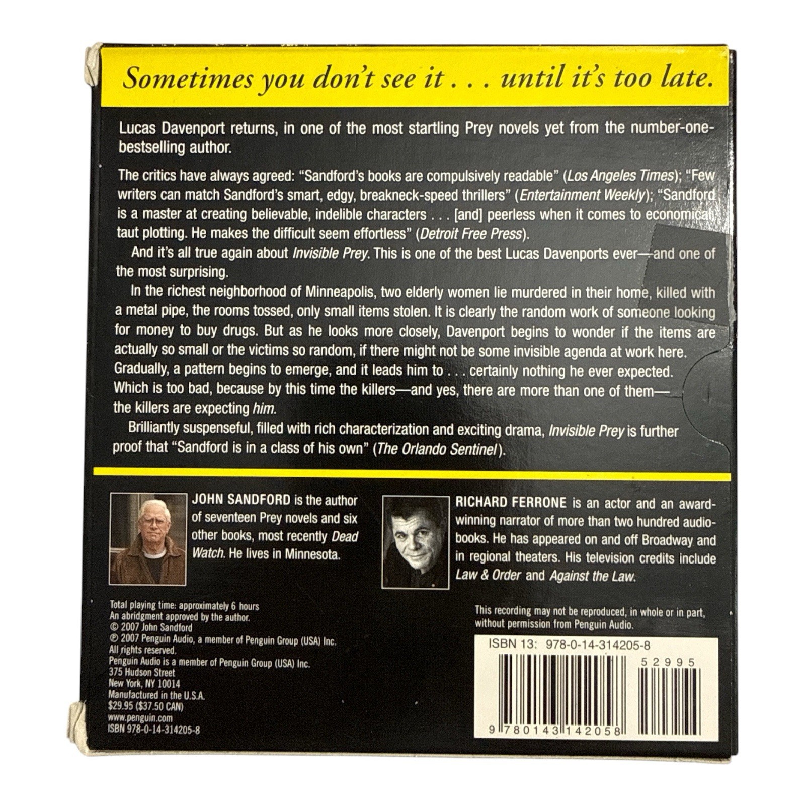 Invisible Prey by John Sandford Abridged Audiobook CD