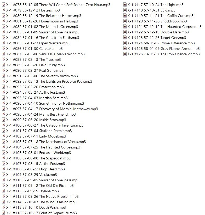 X MINUS ONE 127 Select Old Time Radio Programs .MP3 Format On DVD-R