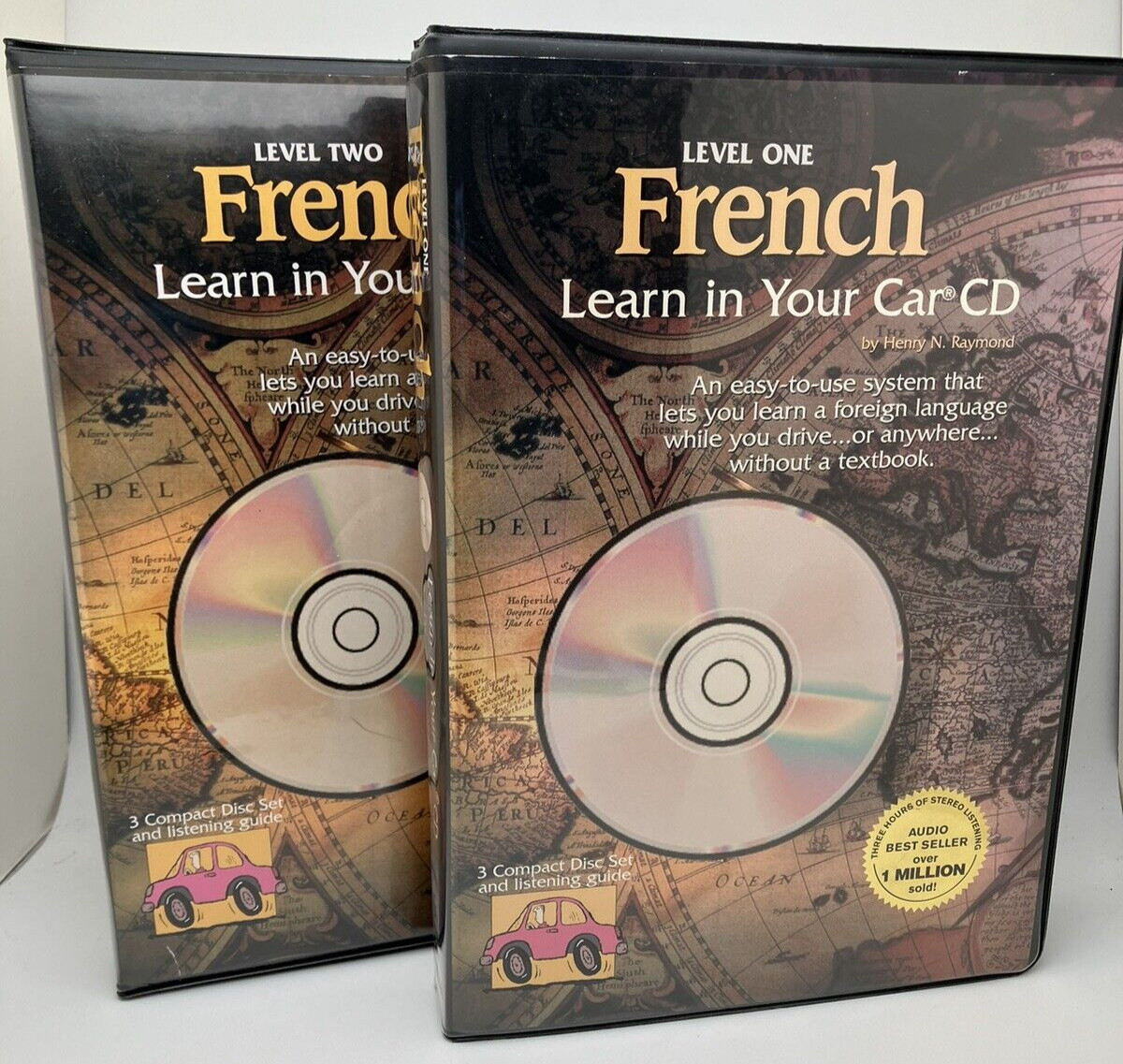 Learn In Your Car French Levels 1 & 2 Audio Book 3 CDs Each Set