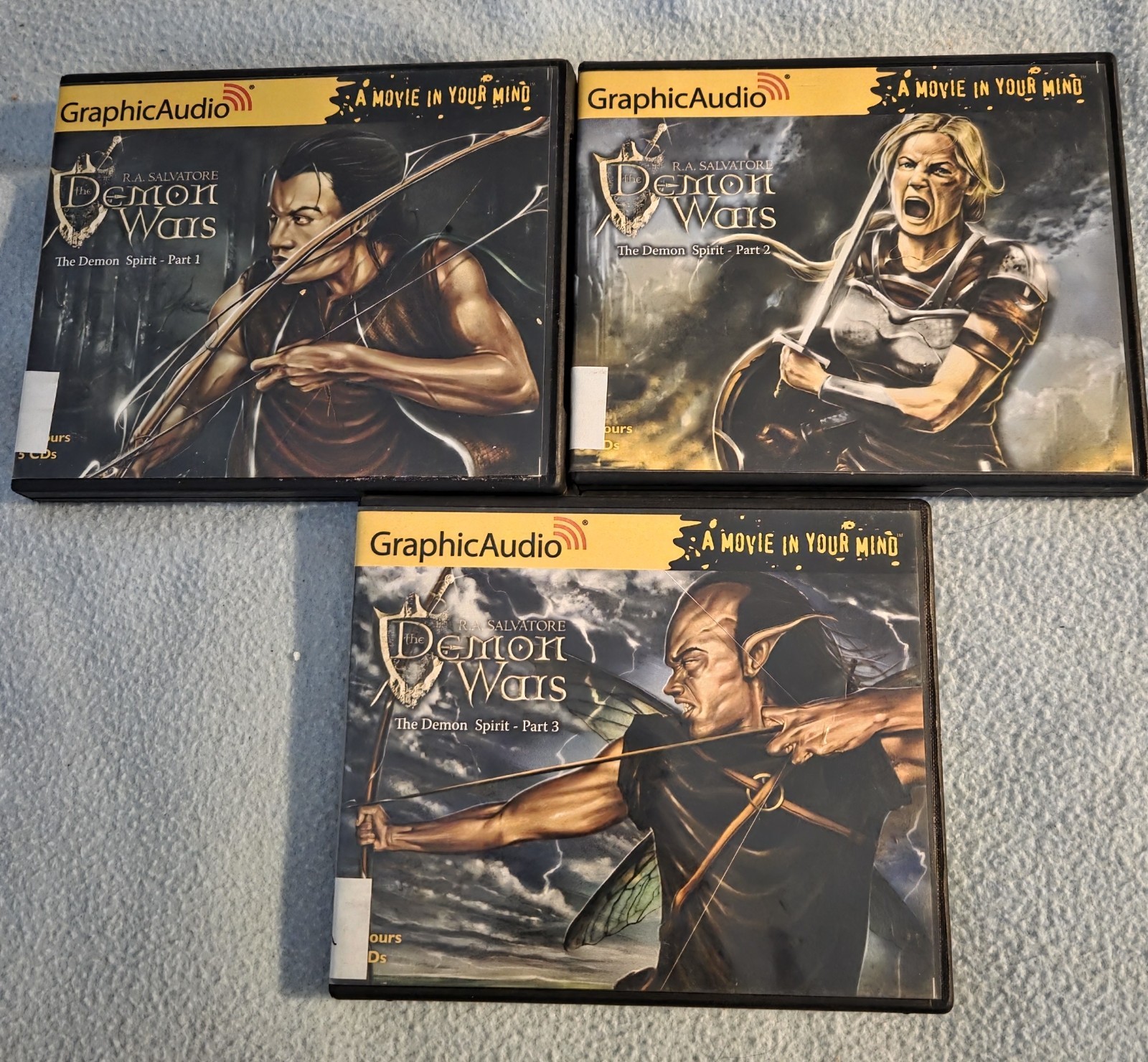 Lot Of 3 Demon Wars The Demon Spirit Part 1 — 3 by R. A. Salvatore Graphic Audio