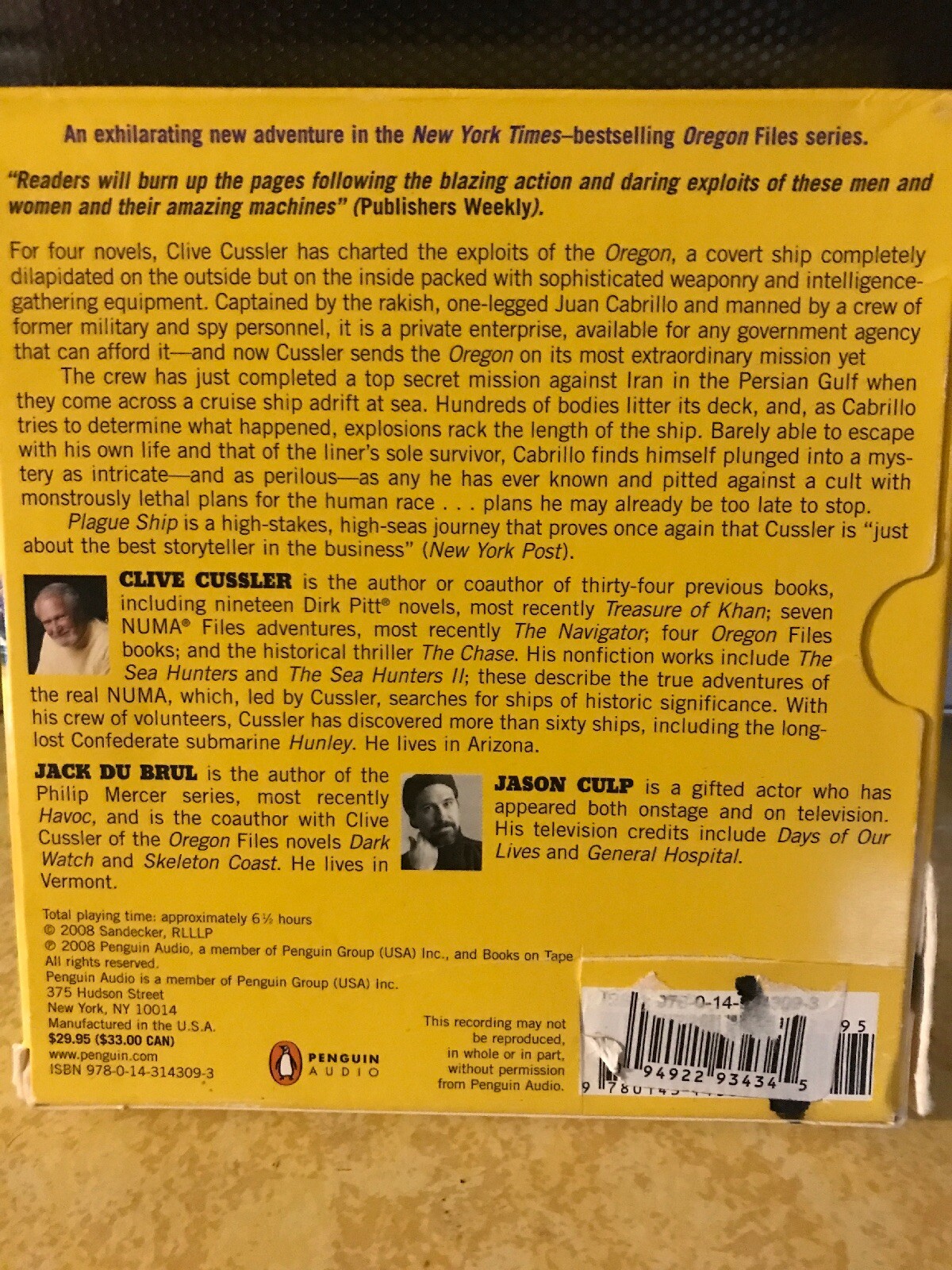 Oregon Files: Plague Ship No. 5 by Jack Du Brul and Clive Cussler (2008, CD,…