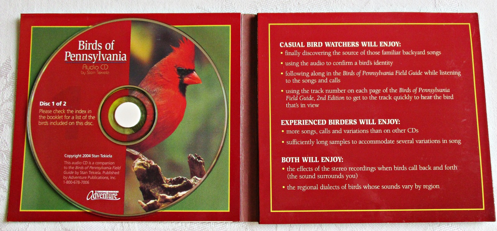 Birds of Pennsylvania Audio CDs by Stan Tekiela 2004, 2-Disc Set Guide