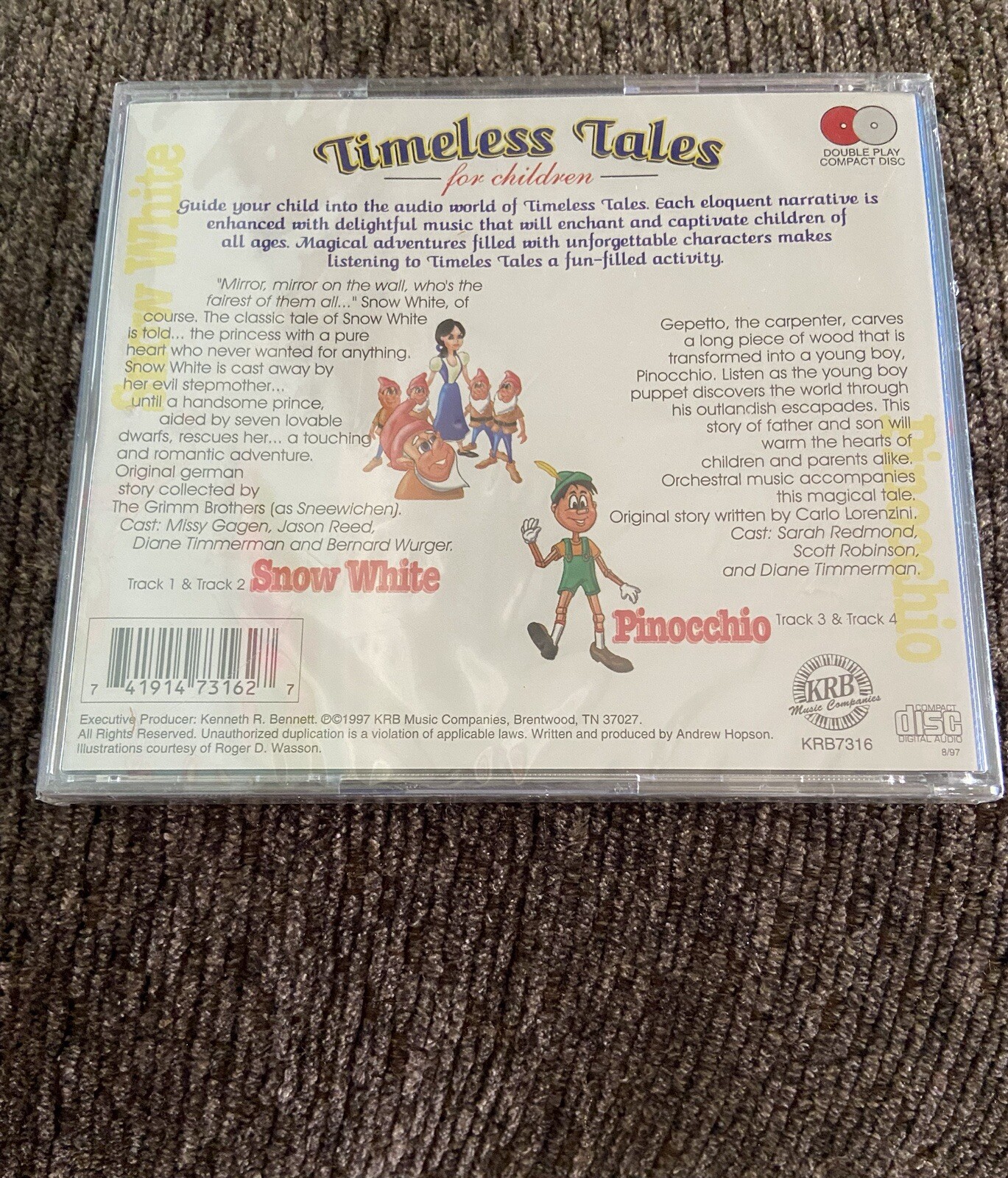 TIMELESS TALES FOR CHILDREN SNOW WHITE & PINOCCHIO AUDIO BOOK UNOPENED NEW CD