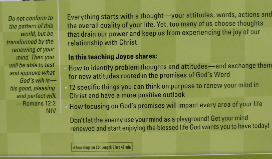 Developing Power Thoughts~Joyce Meyer 4 CD Set~3 hrs 47 min~Excellent!
