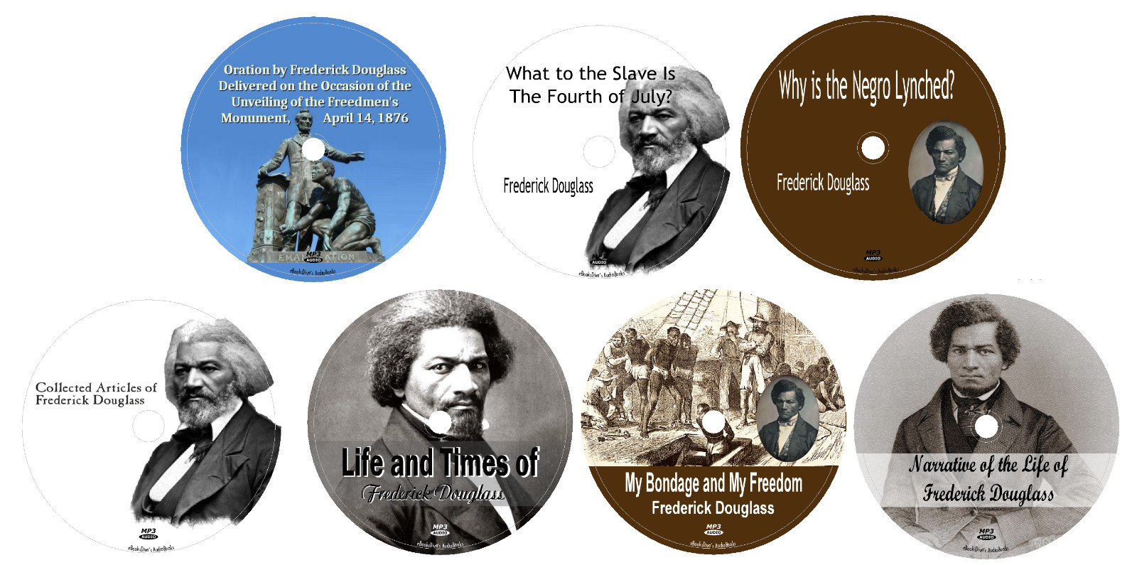 Frederick Douglass 7 Autobiography Audiobooks in 7 MP3 Audio CDs