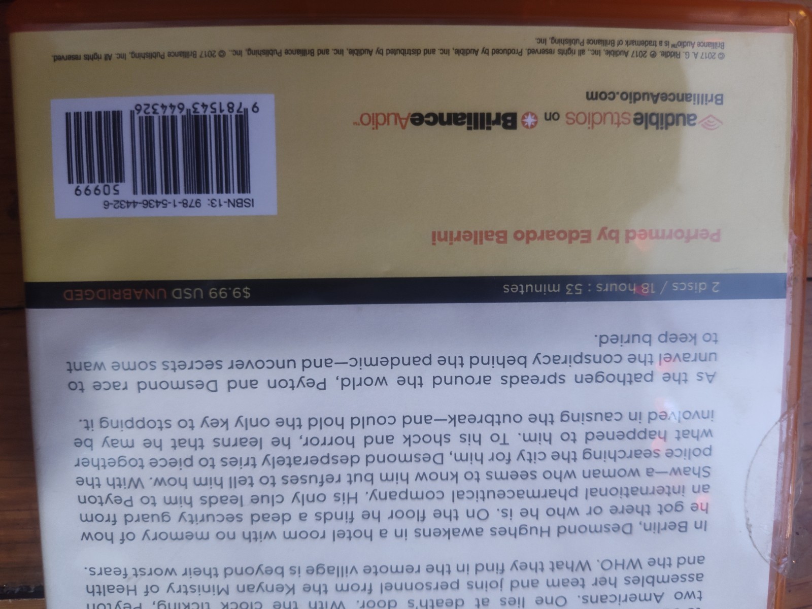 Audiobook mp3 CD 18hr 53min Brillliance audio 2018 Unabridged 2 discs